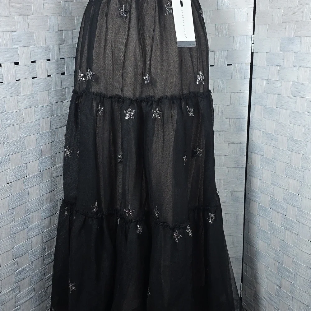 ANTHROPOLOGIE Endless Rose Black Tulle Skirt